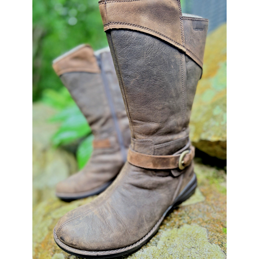 Merrell Silversun Waterproof Boots Women 10 Espresso Brown Leather Tall Zip